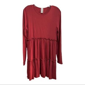 Bellamie Knit Dress Long Sleeve  Burnt Red/orange Size Laege